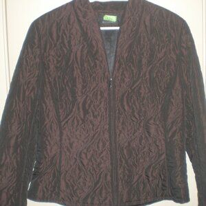 Women's Dana Buchman Dark Brown Quilted Zip Front Jacket Size 12